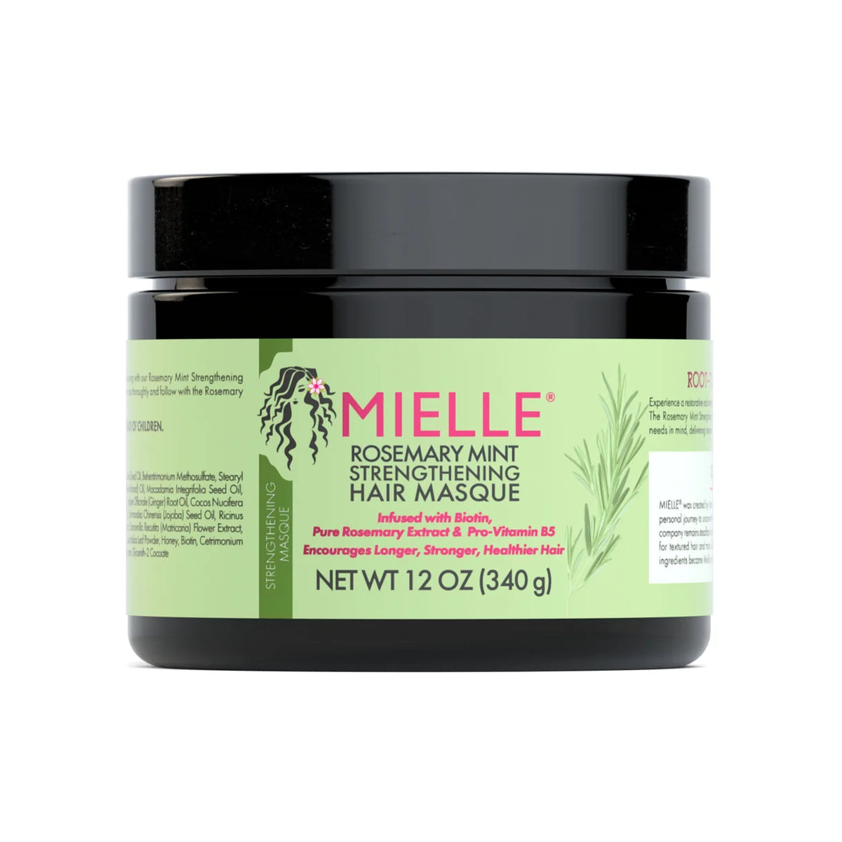 Maschera per capelli rinforzante al rosmarino e menta Mielle Organics con biotina (355 ml)