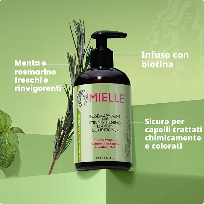Balsamo senza risciacquo di Mielle Organics 355ml al rosmarino e menta per capelli secchi e crespi
